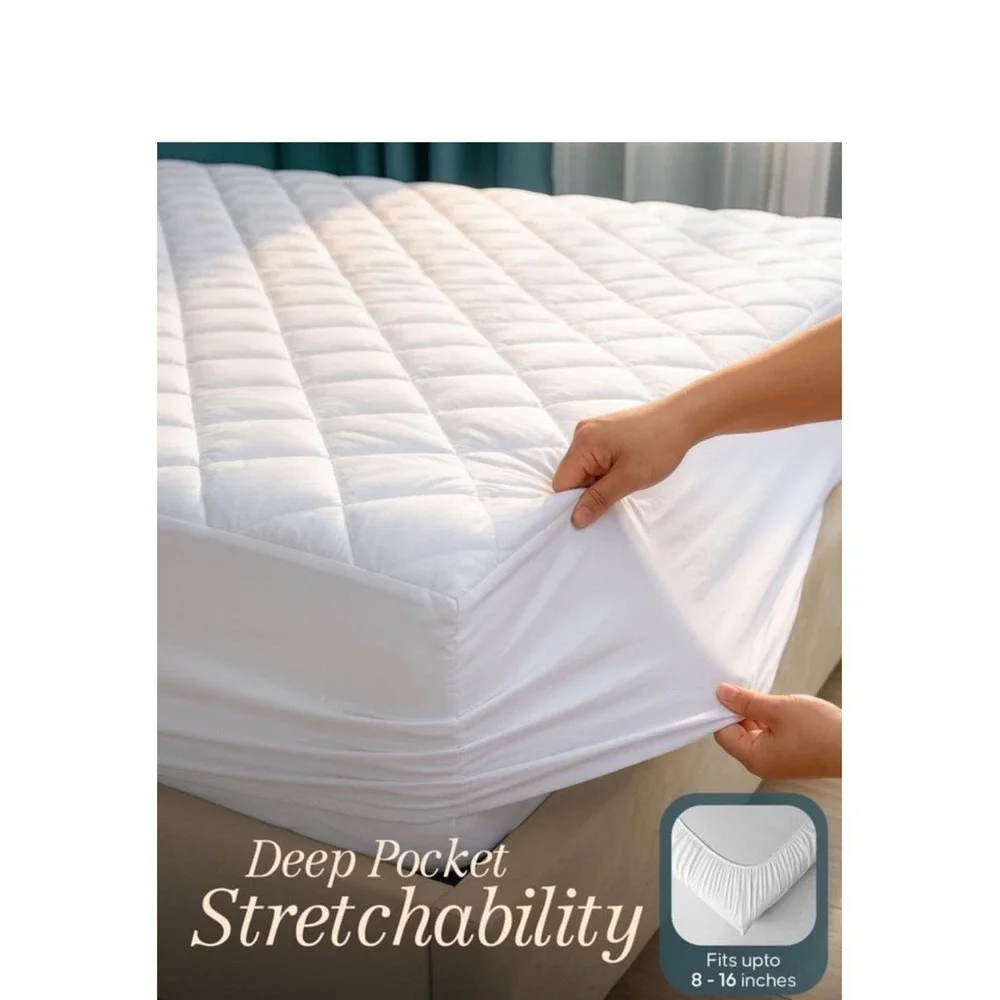 Quilted Fitted Mattress Pad, Full Mattress Protector Topper with Deep Pocket St